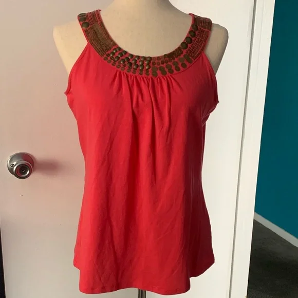 AK-Anne Klein Tank With Embellished Neckline - Picture 1 of 6